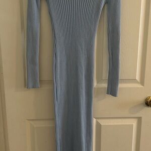 Fashion Nova Light Blue Long Sleeve Dress